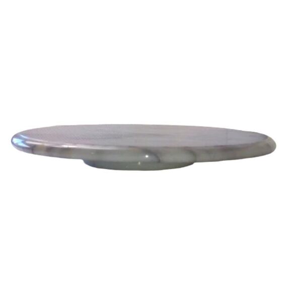 Marble Lazy Susan Table Centre Piece White with Grey Streaks - Picture 2 of 5